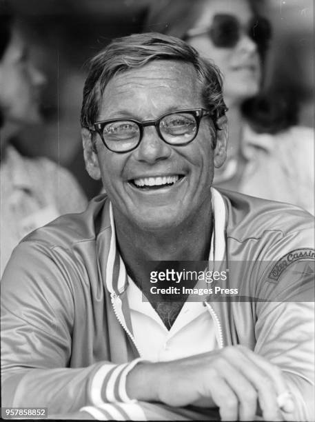 Secretary of Treasury William Simon pictured on August 23, 1975 at the RFK Pro Celebrity Tennis Tournament in New York City.