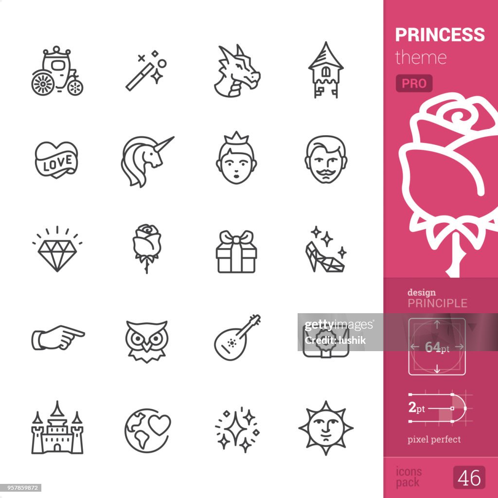 Princess - outline icons - PRO set