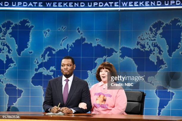 Amy Schumer" Episode 1745 -- Pictured: Michael Che, Melissa McCarthy as Michael's Step-Mom during "Weekend Update" in Studio 8H on Saturday, May 12,...