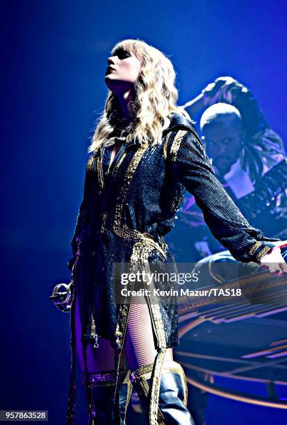 Taylor Swift performs onstage during Taylor Swift reputation Stadium Tour at Levi's Stadium on May 11, 2018 in Santa Clara, California.