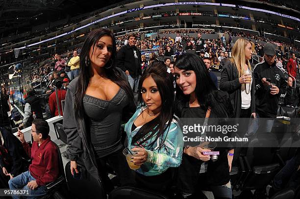 Television personalities Jenni "JWoww" Farley, Nicole "Snooki" Polizzi and Angelina "Jolie" Pivarnick from the television show "Jersey Shore" attend...