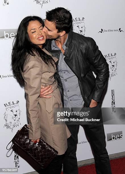 Actors Stephanie Jacobsen and Colin Egglesfield attend the Lisa Kline Boutique Launch Party for Division-E's Spring Collection on January 14, 2010 in...