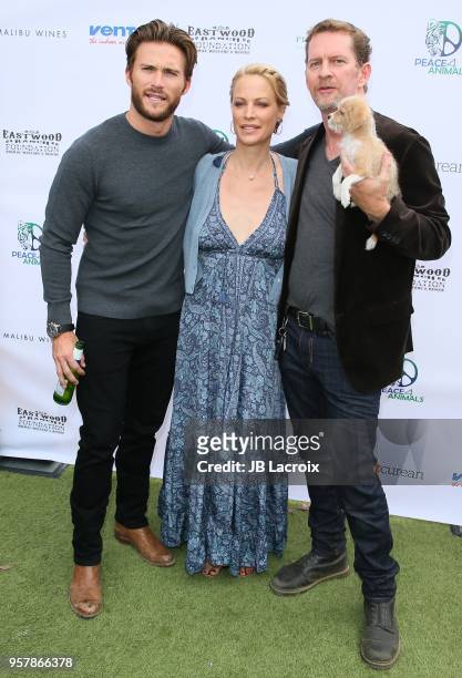 Scott Eastwood, Alison Eastwood and Stacy Poitras attend the Eastwood Ranch Foundation's Wags, Whiskers and Wine Event on May 12, 2018 in Malibu,...