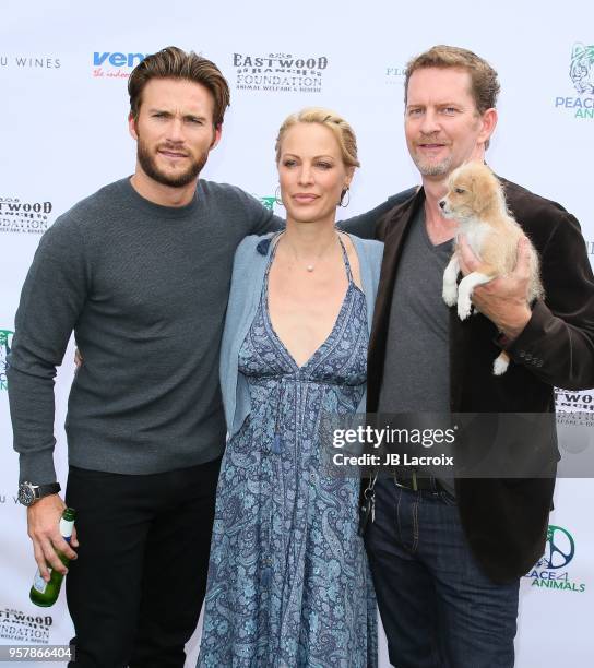 Scott Eastwood, Alison Eastwood and Stacy Poitras attend the Eastwood Ranch Foundation's Wags, Whiskers and Wine Event on May 12, 2018 in Mal,...