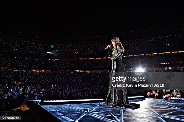 Taylor Swift performs onstage during Taylor Swift reputation Stadium Tour at Levi's Stadium on May 11, 2018 in Santa Clara, California.