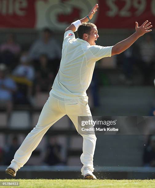 Peter Siddle of Australia appeals during day two of the Third Test match between Australia and Pakistan at Bellerive Oval on January 15, 2010 in...