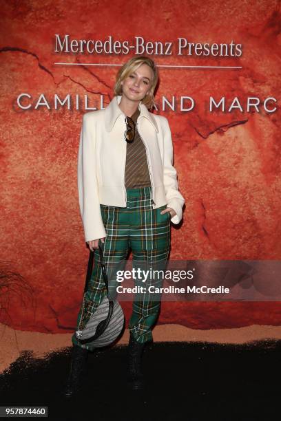 Nadia Fairfax arrives for the Mercedes-Benz Presents Camilla And Marc show at Mercedes-Benz Fashion Week Resort 19 Collections at the Royal Hall of...