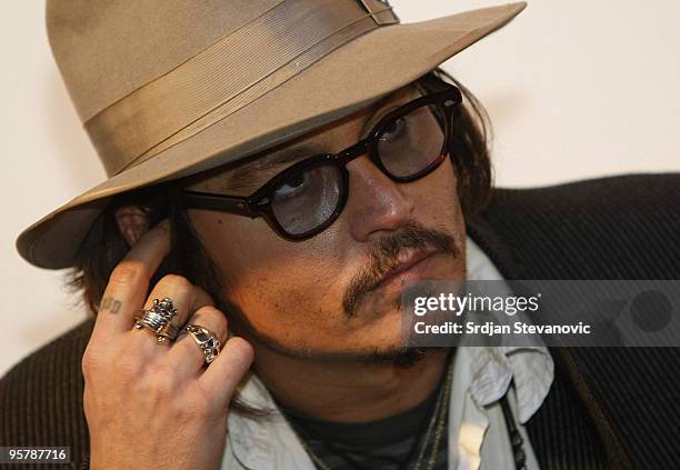 Johnny Depp attends a press conference during the Kustendorf music & film festival, day 2 on January 14, 2010 in Belgrade, Serbia.