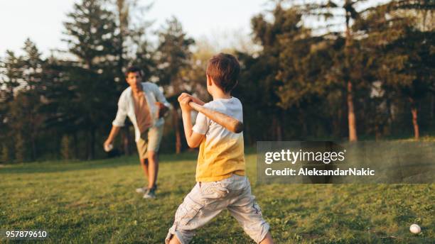 little league practice with my dad - playing catch stock pictures, royalty-free photos & images