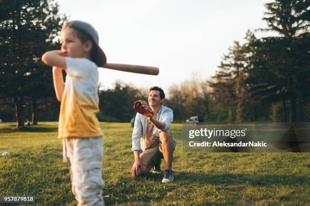 little league practice with my dad - playing catch stock pictures, royalty-free photos & images