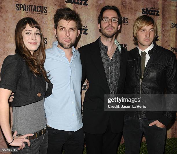Party Down" cast members Lizzy Caplan, Adam Scott, Martin Starr and Ryan Hansen attend a screening of "Spartacus: Blood and Sand" at the Billy Wilder...