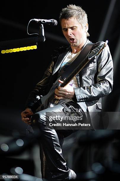 Matthew Bellamy of Muse performs on stage during the 2010 Big Day Out Auckland at Mt Smart Stadium on January 15, 2010 in Auckland, New Zealand.