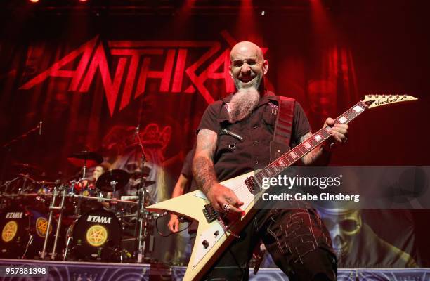 Drummer Charlie Benante and guitarist/singer Scott Ian of Anthrax perform at Brooklyn Bowl Las Vegas on May 12, 2018 in Las Vegas, Nevada.