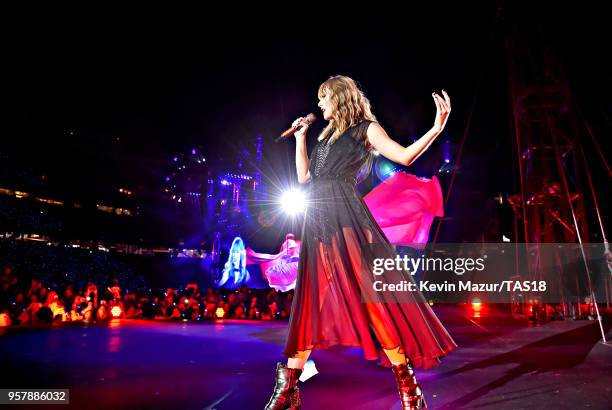 Taylor Swift performs onstage during Taylor Swift reputation Stadium Tour at Levi's Stadium on May 12, 2018 in Santa Clara, California.