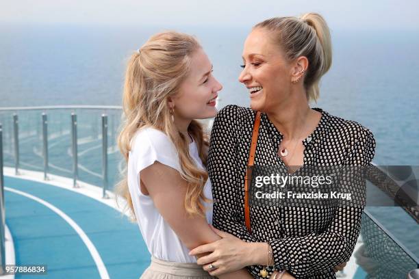 Janine Kunze and her daughter Lili Mari Budach during the naming ceremony of the cruise ship 'Mein Schiff 1' on May 12, 2018 in Hamburg, Germany.