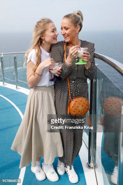 Janine Kunze and her daughter Lili Mari Budach during the naming ceremony of the cruise ship 'Mein Schiff 1' on May 12, 2018 in Hamburg, Germany.