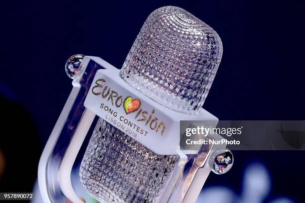 The Trophy of the 2018 Eurovision Song Contest Grand Final, at the Altice Arena in Lisbon, Portugal on May 12, 2018.