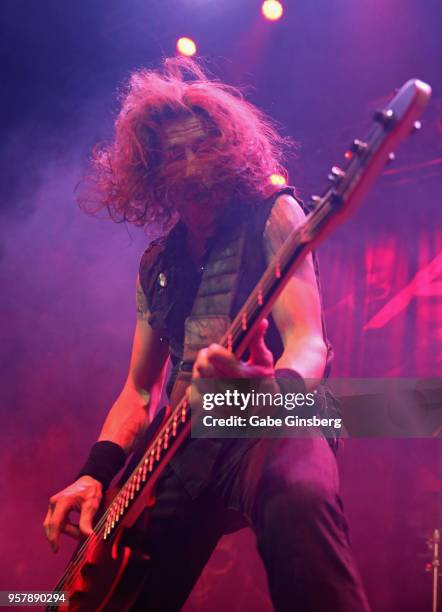 Bassist Frank Bello of Anthrax performs at Brooklyn Bowl Las Vegas on May 12, 2018 in Las Vegas, Nevada.