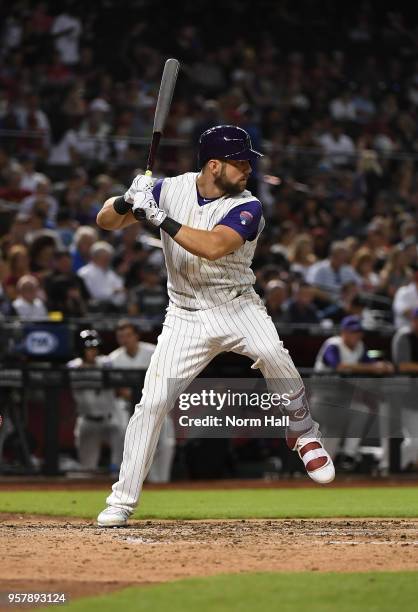 Steven Souza Jr of the Arizona Diamondbacks gets ready in the batters box against the Washington Nationals at Chase Field on May 10, 2018 in Phoenix,...