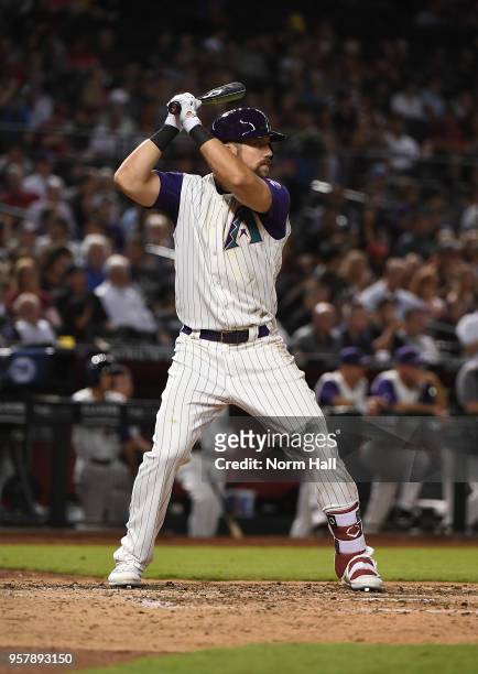 Steven Souza Jr of the Arizona Diamondbacks gets ready in the batters box against the Washington Nationals at Chase Field on May 10, 2018 in Phoenix,...