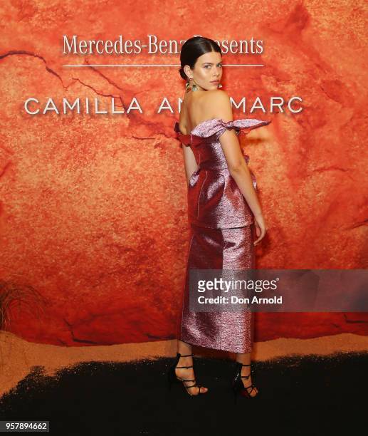 Georgia Fowler arrives for the Mercedes-Benz Presents Camilla And Marc show at Mercedes-Benz Fashion Week Resort 19 Collections at the Royal Hall of...