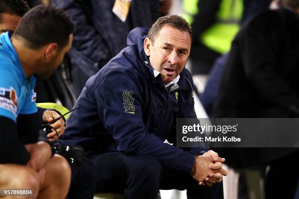 Raiders coach Ricky Stuart looks dejected after defeat in the round 10 NRL match between the Canberra Raiders and the Cronulla Sharks at GIO Stadium...