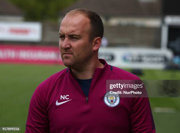 Nick Cushing manager of Manchester City WFC during Women's Super League 1 match between Arsenal against Manchester City Ladies at Meadow Park...