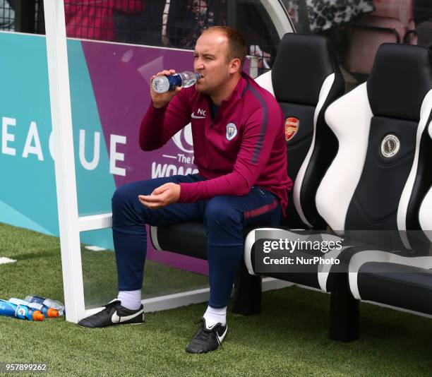 Nick Cushing manager of Manchester City WFC during Women's Super League 1 match between Arsenal against Manchester City Ladies at Meadow Park...