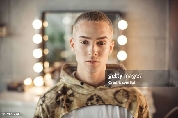 young male makeup artist - male and wacky stock pictures, royalty-free photos & images