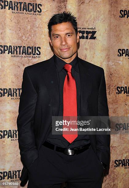 Manu Bennett arrives at the Starz original TV series 'Spartacus: Blood and Sand' at Billy Wilder Theater on January 14, 2010 in Westwood Village,...