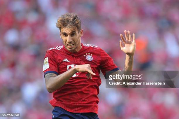 Javier Martinez of FC Bayern Muenchen runs with the ball during the Bundesliga match between FC Bayern Muenchen and VfB Stuttgart at Allianz Arena on...