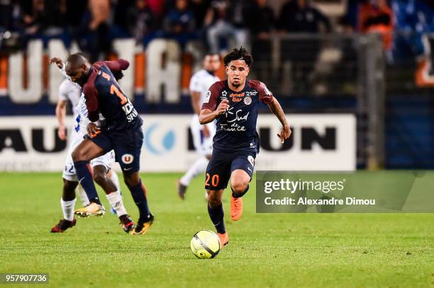 Keagan Dolly of Montpellier during the Ligue 1 match between Montpellier Herault SC and Troyes AC at Stade de la Mosson on May 12, 2018 in...