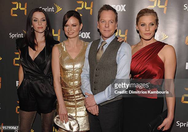 Annie Wersching, Mary Lynn Rajskub, Kiefer Sutherland and Katee Sackhoff attends the "24" Season 8 premiere at Jack H. Skirball Center for the...