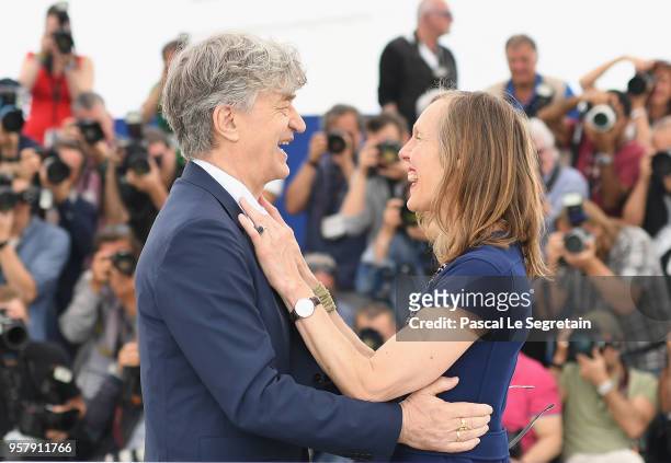 Director Wim Wenders and his wife Donata Wenders attend the photocall for "Pope Francis - A Man Of His Word" during the 71st annual Cannes Film...
