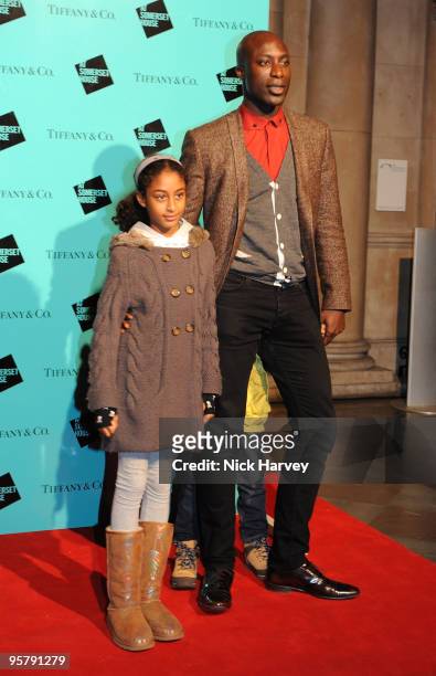 Fashion designer Ozwald Boateng and family attend the VIP opening of Skate hosted by Tiffany and Co held at Somerset House on November 16, 2009 in...