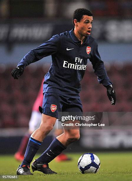 Francis Coquelin of Arsenal in action during the reserves match between West Ham United Reserves and Arsenal Reserves at Boleyn Ground on January 12,...