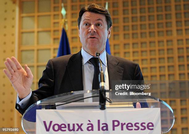 Christian Estrosi, France's industry minister, speaks at a news conference in Paris, France, on Friday, Jan. 15, 2010. Lagarde said she has contacted...