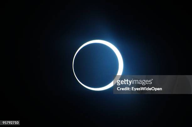 The rare Annular Solar Eclipse, the longest in the third millennium, on January 15, 2010 at the central stadium of Thiruvananthapuram in Kerala,...