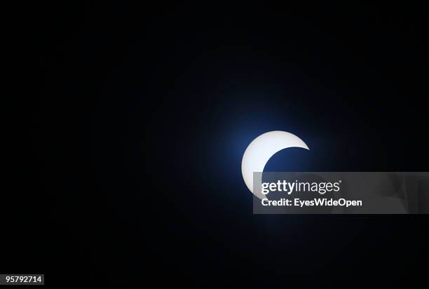 The rare Annular Solar Eclipse, the longest in the third millennium, on January 15, 2010 at the central stadium of Thiruvananthapuram in Kerala,...