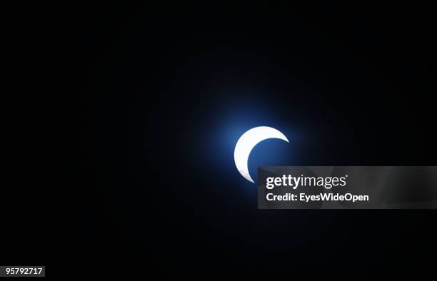 The rare Annular Solar Eclipse, the longest in the third millennium, on January 15, 2010 at the central stadium of Thiruvananthapuram in Kerala,...