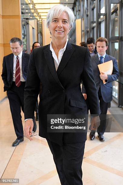 Christine Lagarde, France's finance minister, arrives for a news conference in Paris, France, on Friday, Jan. 15, 2010. Lagarde said she has...