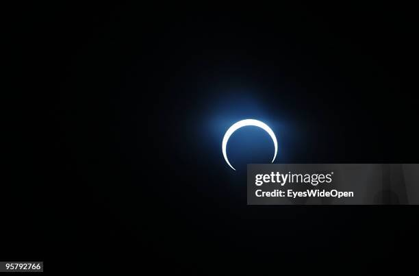 The rare Annular Solar Eclipse, the longest in the third millennium, on January 15, 2010 at the central stadium of Thiruvananthapuram in Kerala,...