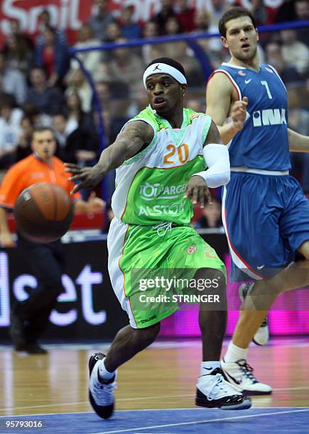 Asvel Lyon's Dixon Bobby vies with Cibona Zagreb's Bogdanovic Bojan during the Euroleague basketball match between Cibona Zagreb vs Asvel Lyon in...