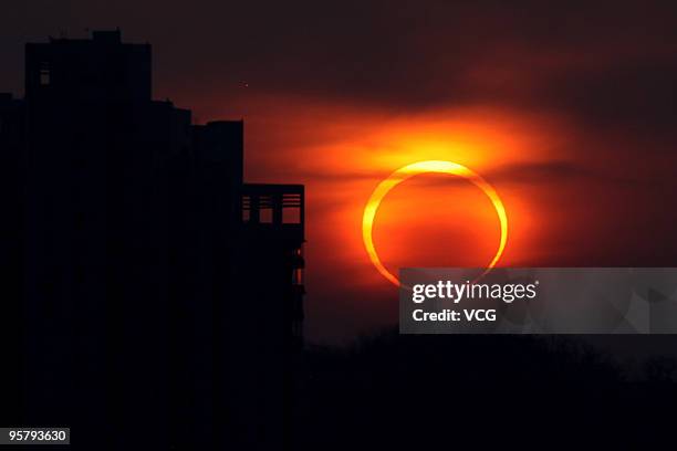 The Annular Solar Eclipse occurs on January 15, 2010 in Qingdao, Shandong Province of China. The eclipse, which first became visible in Tamil Nadu...