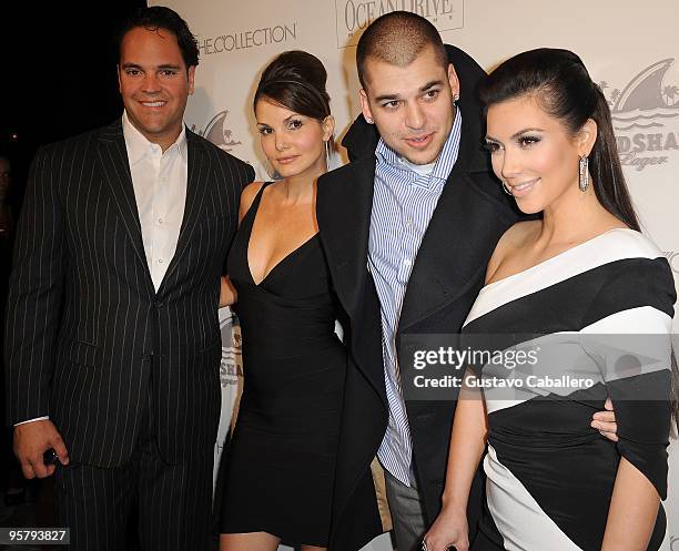 Mike Piazza, Alicia Piazza, Rob Kardashian and Kim Kardashian arrive at Ocean Drive Magazine's 17th Anniversary Party on January 14, 2010 in Miami...