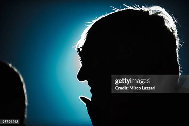 Bernie Ecclestone of Britain looks on during the Giant Slalom race during the 2010 Wrooom Ducati and Ferrari International Press Ski Meeting on...