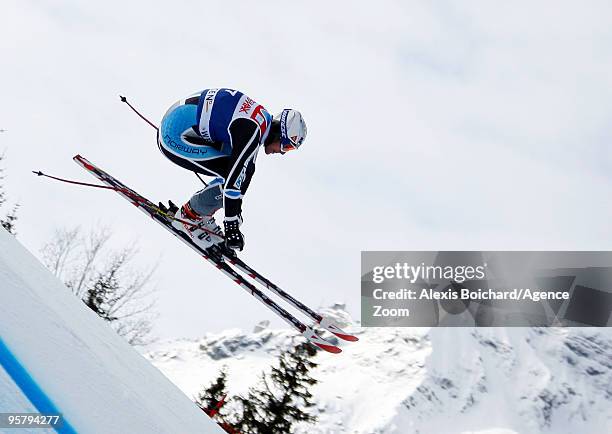 Aksel Lund Svindal of Norway during the Audi FIS Alpine Ski World Cup Men's Super Combined on January 15, 2010 in Wengen, Switzerland.