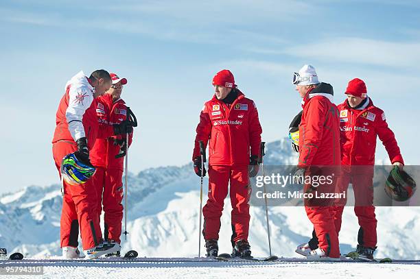 Ducati Marlboro Team drivers Nicky Hayden of USA and Casey Stoner of Australia, Ferrari drivers Felipe Massa of Brasil and Fernando Alonso of Spain...