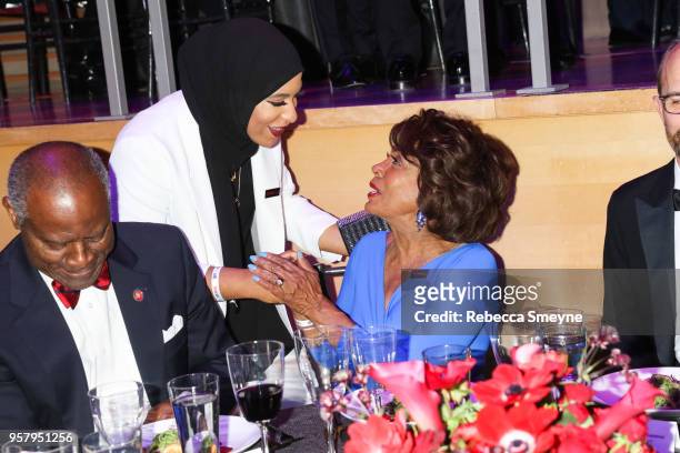 Ibtihaj Muhammad and Maxine Waters attend the Time 100 Gala at Jazz at Lincoln Center on April 24, 2018 in New York, New York.