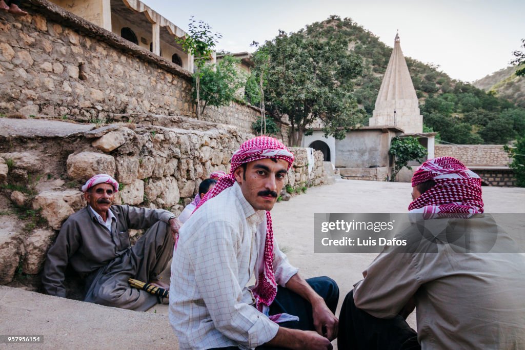 Yazidi pilgrims at Lalish temple